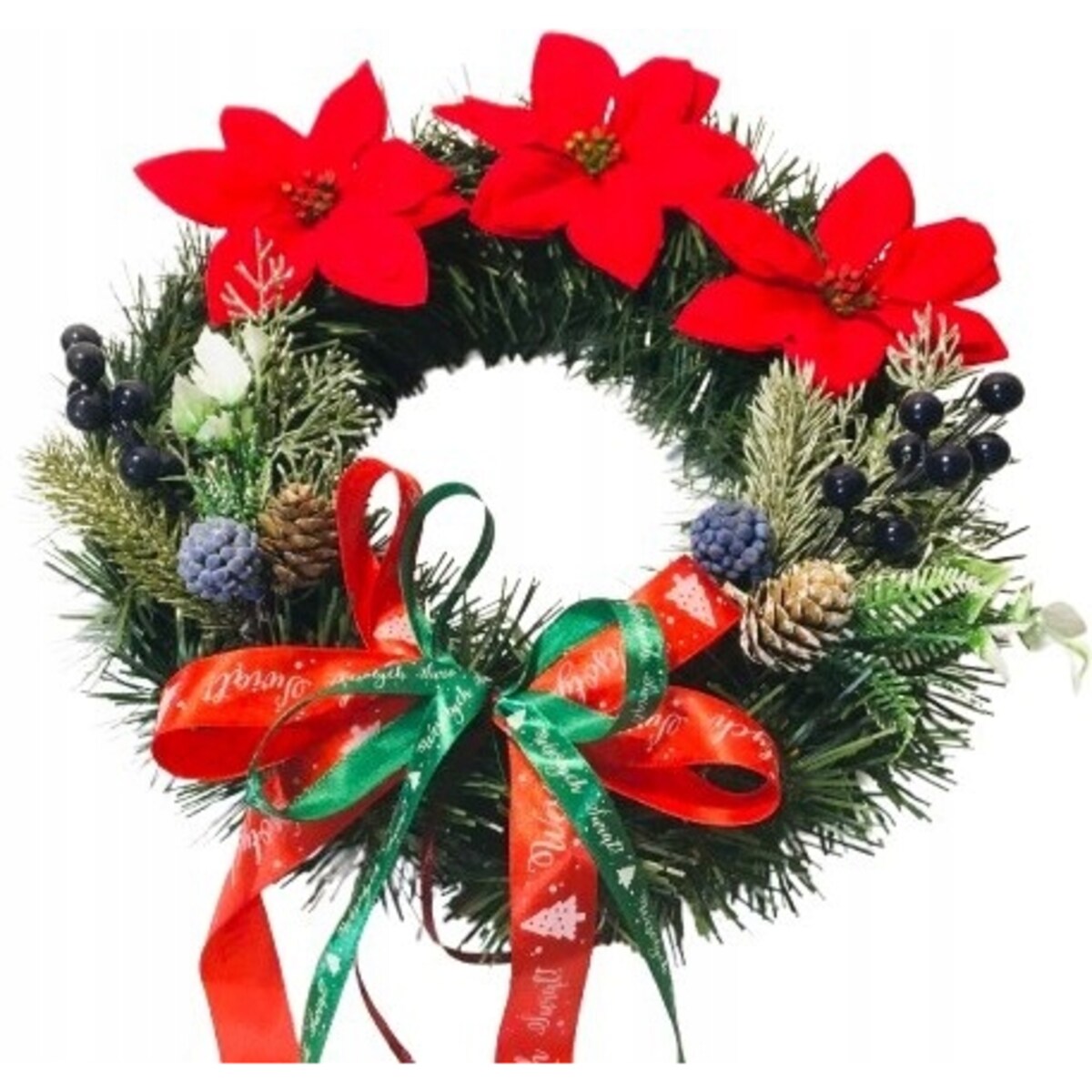 WIANEK sztuczny gotowy udekorowany świąteczny na drzwi okno stroik 30cm