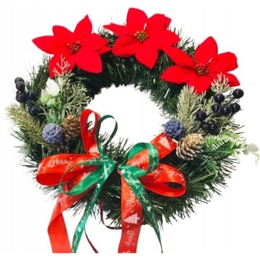 WIANEK sztuczny gotowy udekorowany świąteczny na drzwi okno stroik 30cm