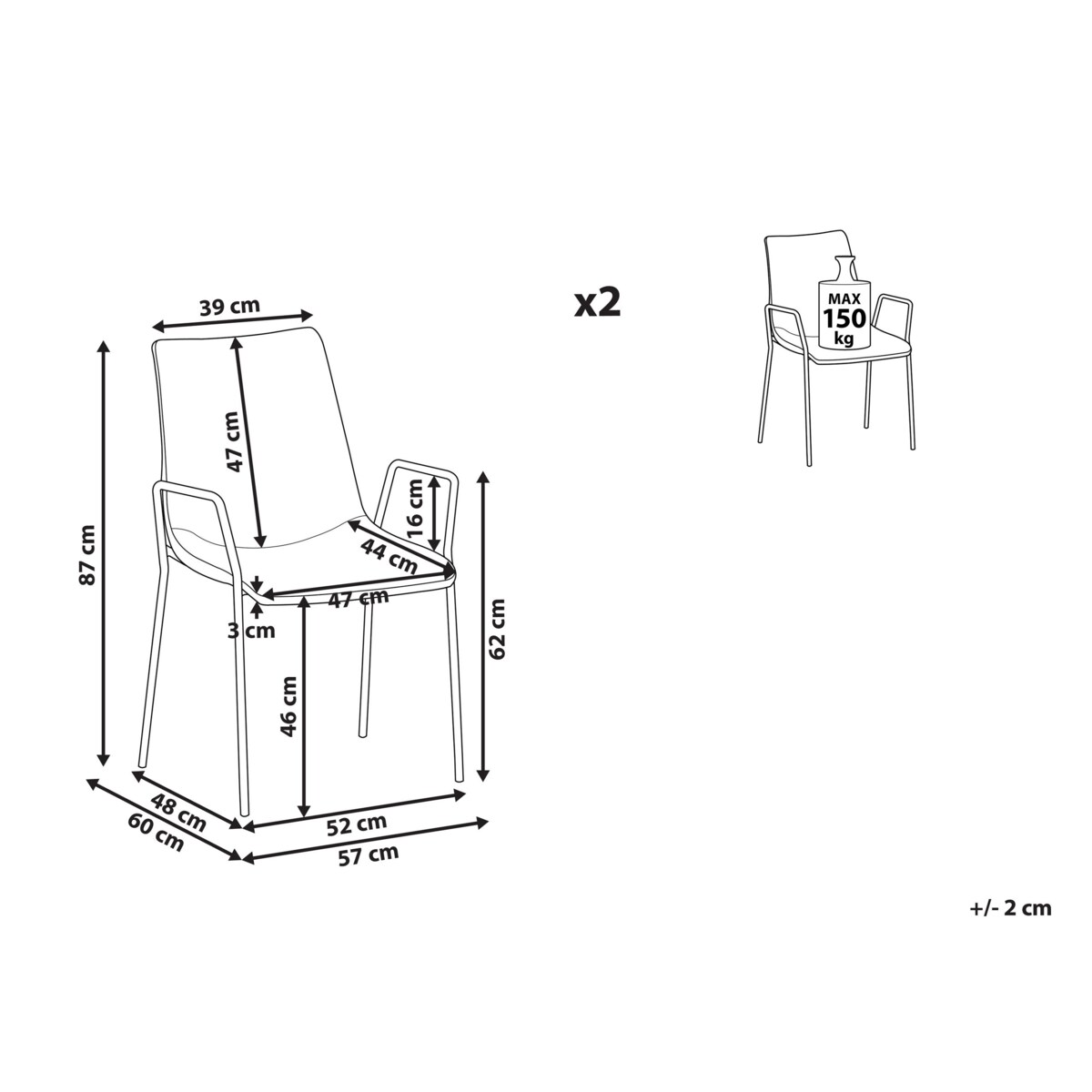 Zestaw 2 krzeseł do jadalni welurowy ciemnoniebieski JEFFERSON