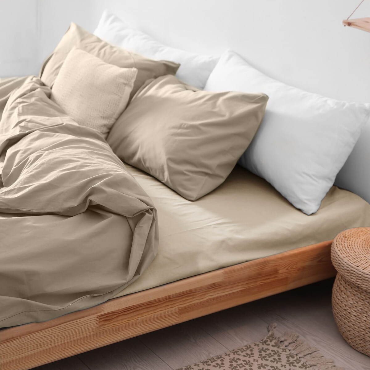 Prześcieradło flanela bez gumki 160x210 kolor jasny beż