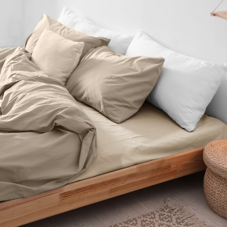 Prześcieradło flanela bez gumki 160x210 kolor jasny beż