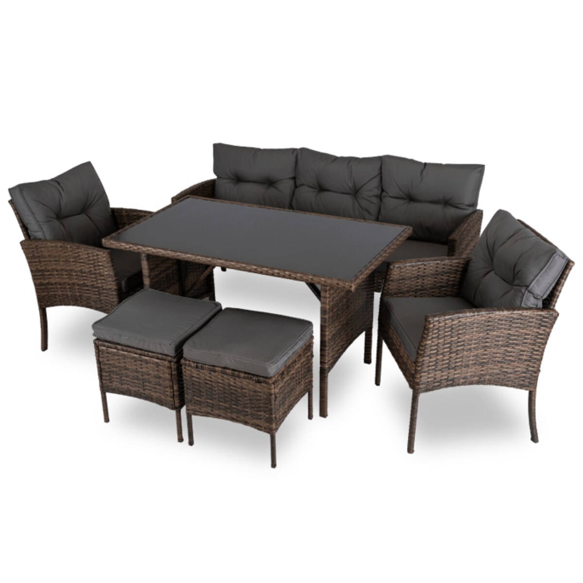 Zestaw Mebli Ogrodowych Technorattan Na Taras Ogród Komplet Brąz ATLANTA