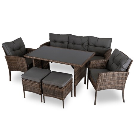 Zestaw Mebli Ogrodowych Technorattan Na Taras Ogród Komplet Brąz ATLANTA