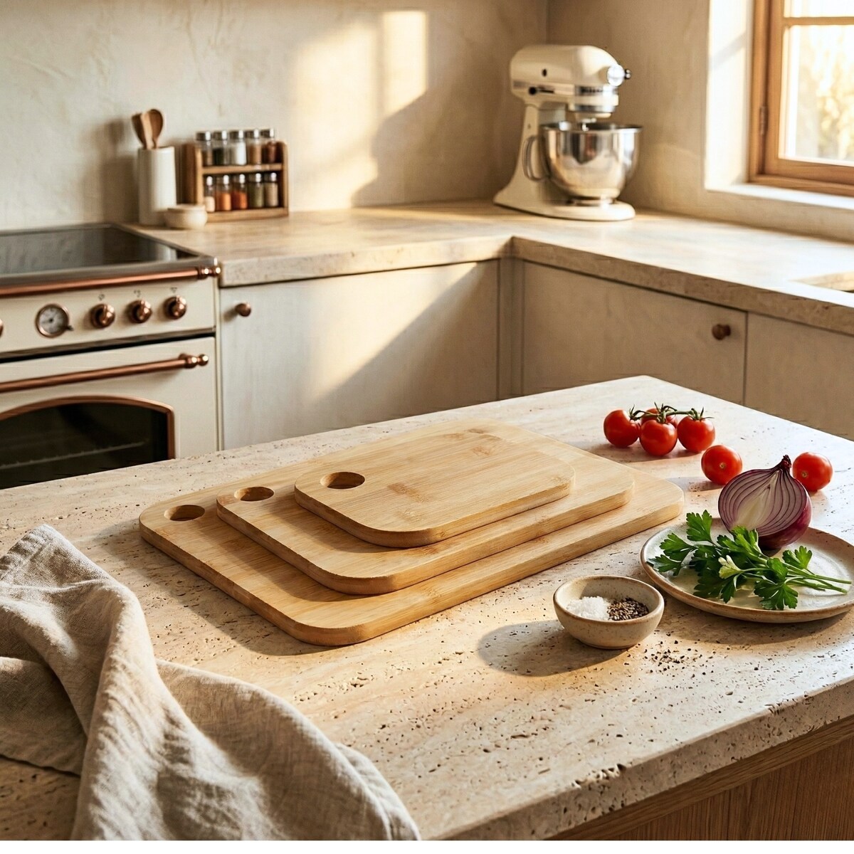 Bambusowe deski do krojenia TRIS, zestaw 3 sztuki w różnych rozmiarach