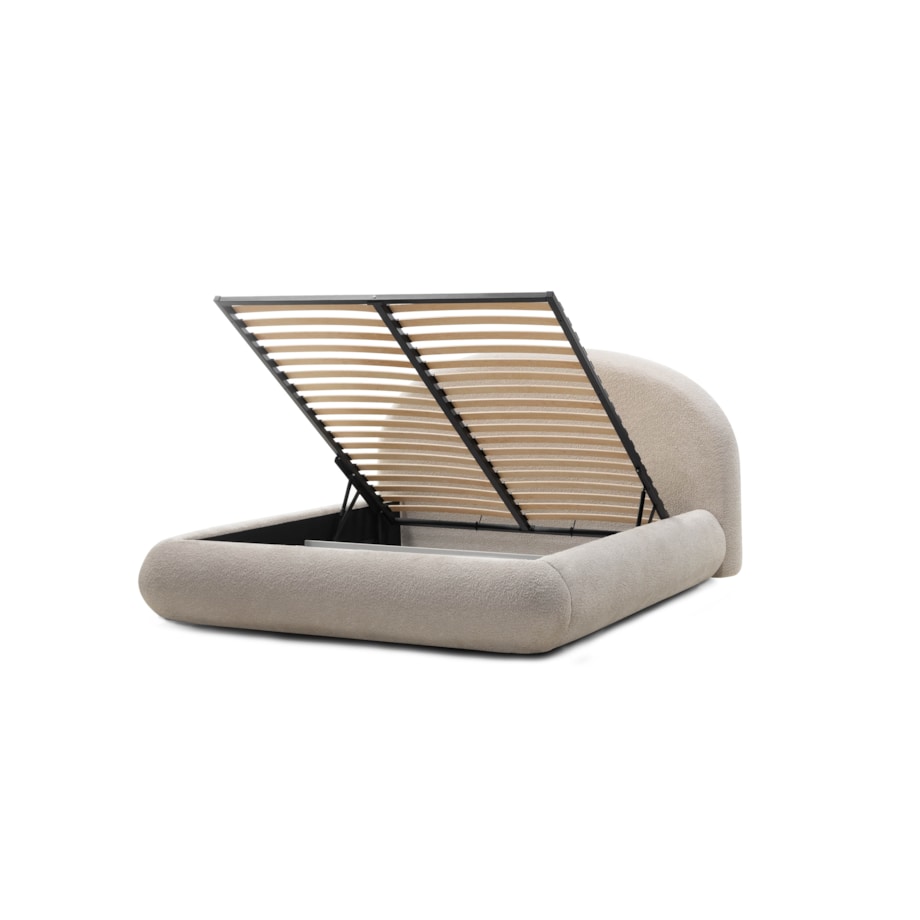 Łóżko tapicerowane 160x200 cm beżowe bouclé Riaci