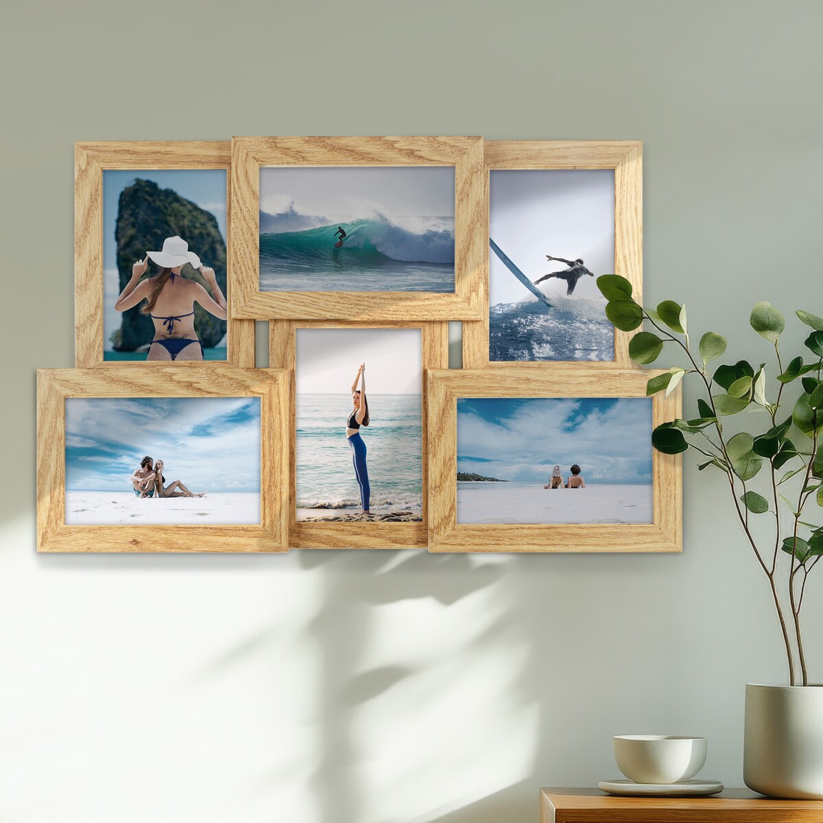 Multirama ramka na zdjęcia 6 zdjęć. W kolorze dębowym multirama na sześć zdjęć 10x15 cm Ramka na zdjęcia 6 w 1 MULTI HEN 01 FRAMAI