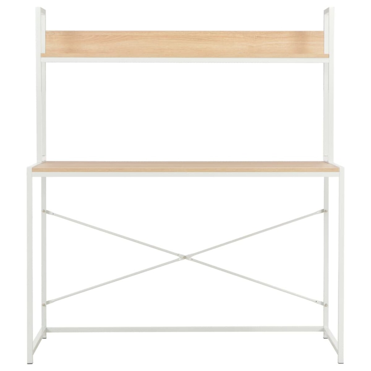 vidaXL Biurko komputerowe, białe i dębowe, 120 x 60 x 138 cm