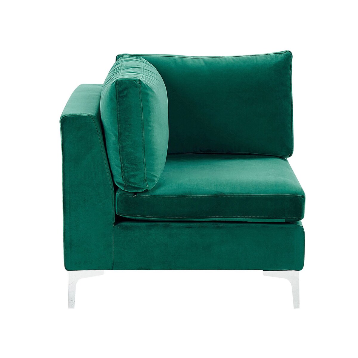 Narożnik modułowy 4-osobowy z otomaną welurowy lewostronny zielony EVJA