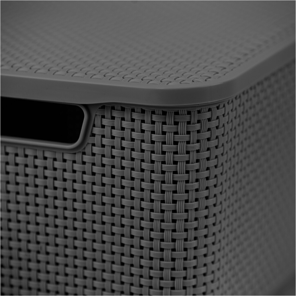 Koszyk Pojemnik Rattanowy Z Pokrywą Na Drobiazgi Kosmetyki Łazienkowy 19L Antracyt