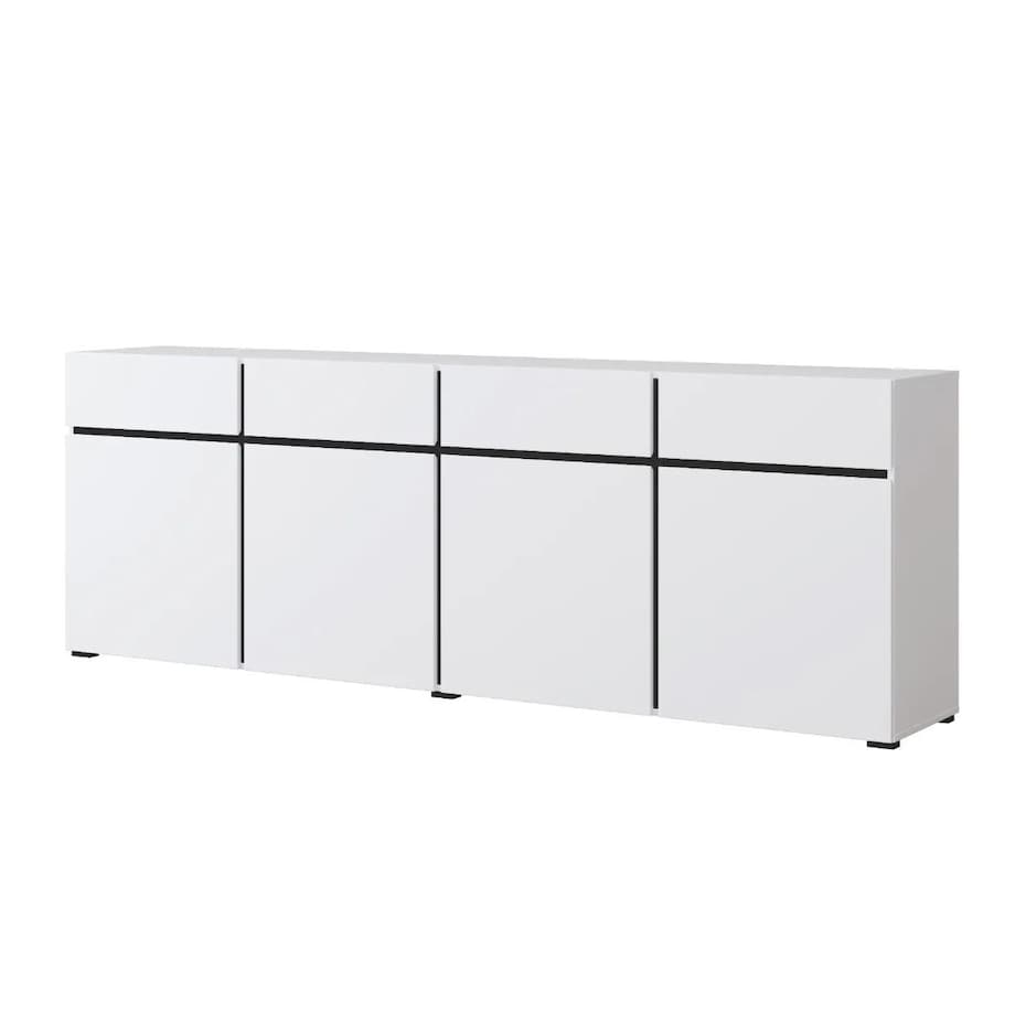 Komoda CROSS 4D4S 230cm biała/czarna