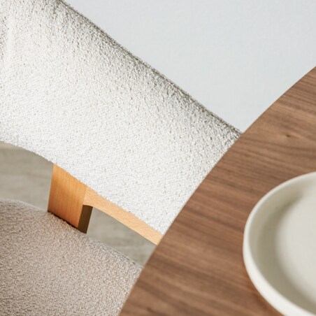 Krzesło tapicerowane, bouclé, jasnobeżowe/buk Coba