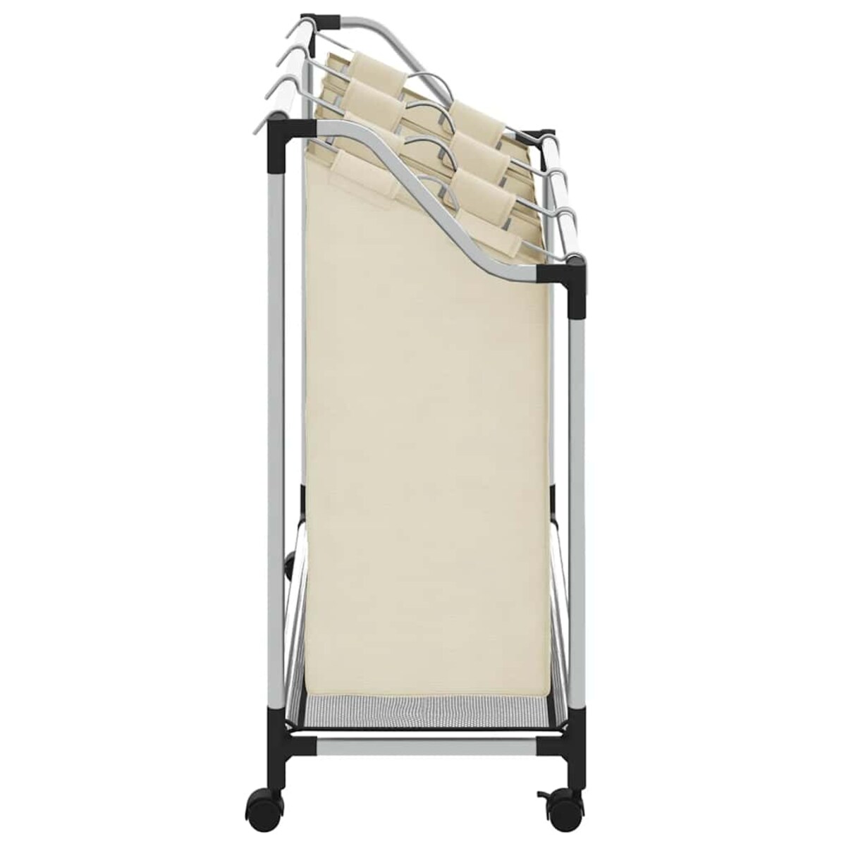 vidaXL Sortownik na pranie z 3 pojemnikami, kremowy, stalowy