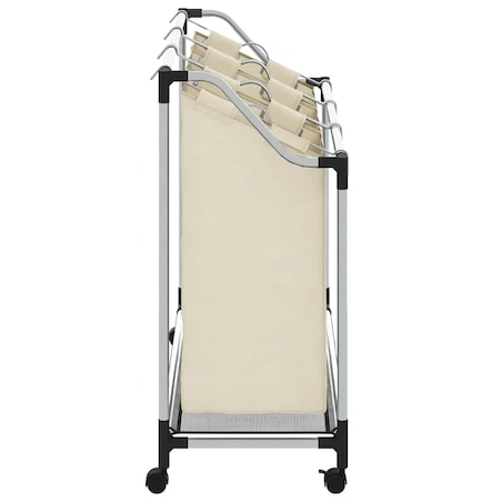 vidaXL Sortownik na pranie z 3 pojemnikami, kremowy, stalowy