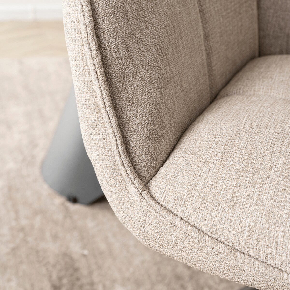 Krzesło Tapicerowane Obrotowe Kubełkowe Do Jadalni Salonu Beżowe PEONY 2