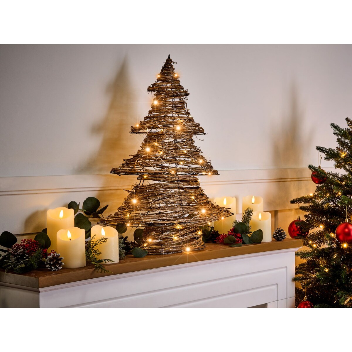 Dekoracja świąteczna LED FURESO Choinka 60 cm Naturalny