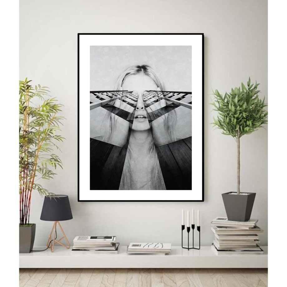 Poster Story, Plakat, Obraz - Kobieta z Abstrakcyjnymi Myślami, wymiary 42 x 60 cm