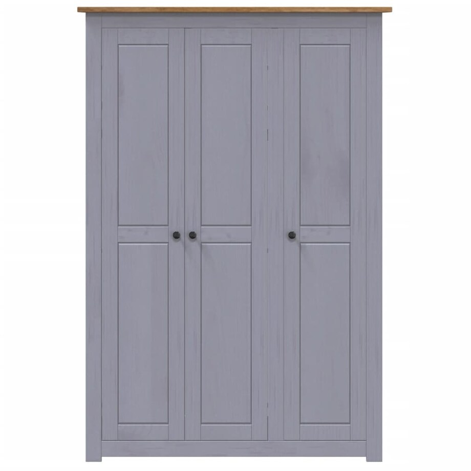 vidaXL Szafa trzydrzwiowa, szara, 118x50x171,5 cm, sosna, seria Panama