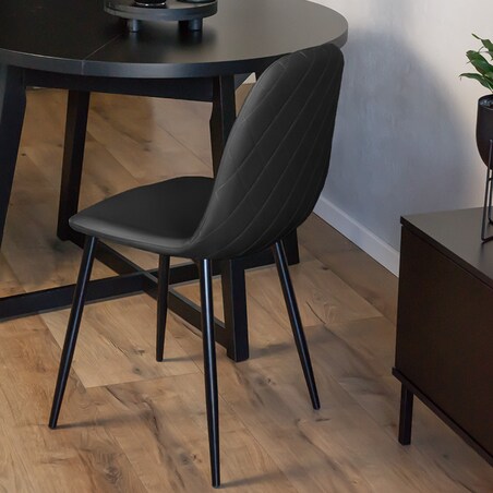 Krzesło tapicerowane czarne ekoskóra nowoczesne loft do salonu