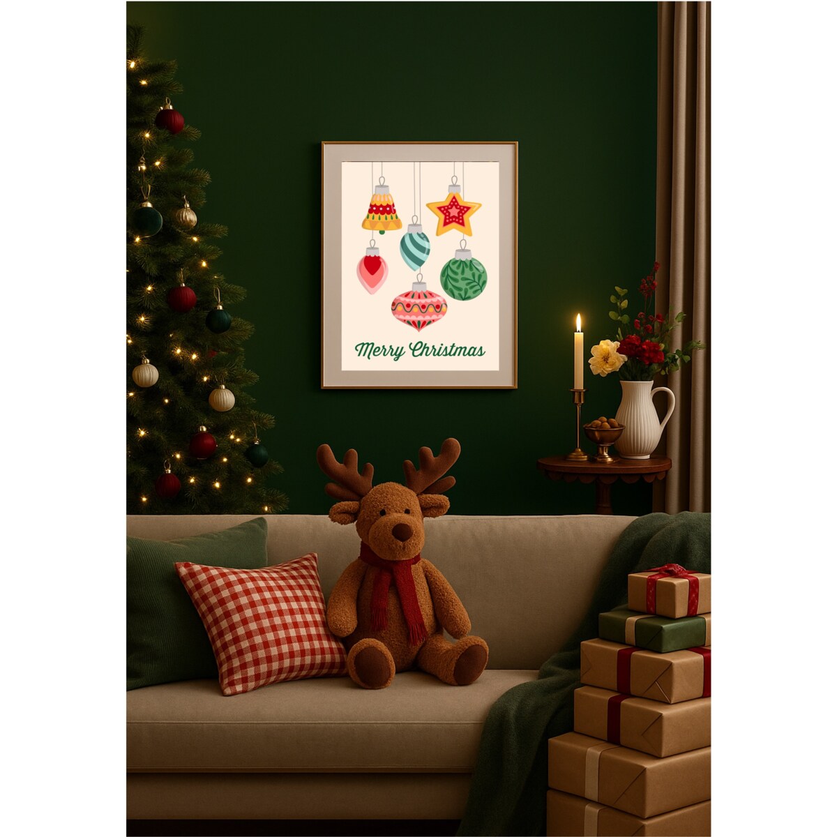 Poster Story, Plakat, Obraz - Pastelowe Ozdoby Świąteczne, wymiary 50 x 70 cm