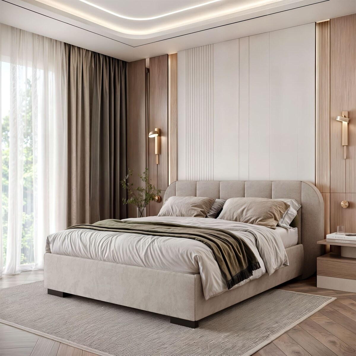 Łóżko tapicerowane AMARA, pojemnik, stelaż 32, 140x200, Royal Velvet 87180