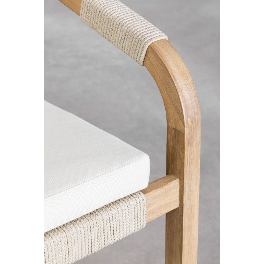 Prostokątny wysoki stół i 4 wysokie krzesła z drewna akacjowego Dubai