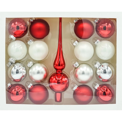 Bombki okrągłe: Świąteczna paleta czerwono-biała