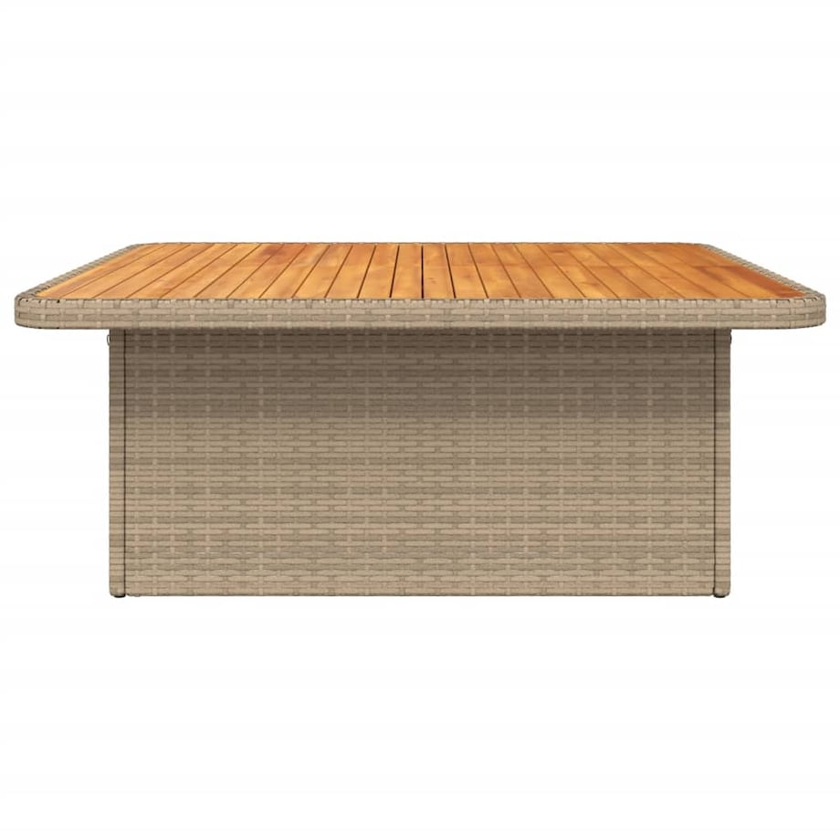 vidaXL Stół ogrodowy, beżowy, 110x110x71 cm, polirattan i akacja