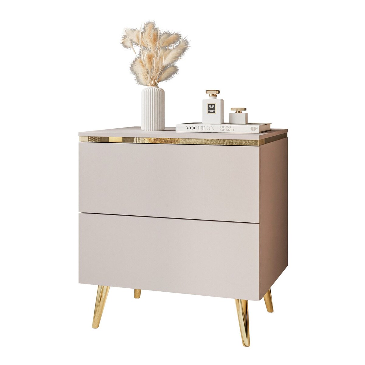 Stolik nocny AURORA II kaszmir nogi skośne LED