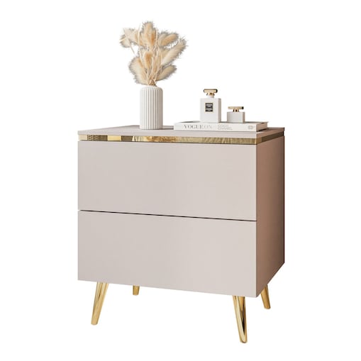 Stolik nocny AURORA II kaszmir nogi skośne LED