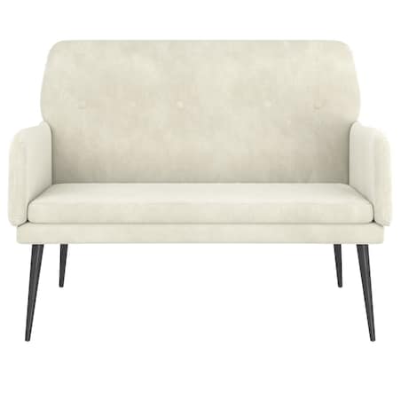 vidaXL Ławka, kremowa, 108x79x79 cm, tapicerowana aksamitem