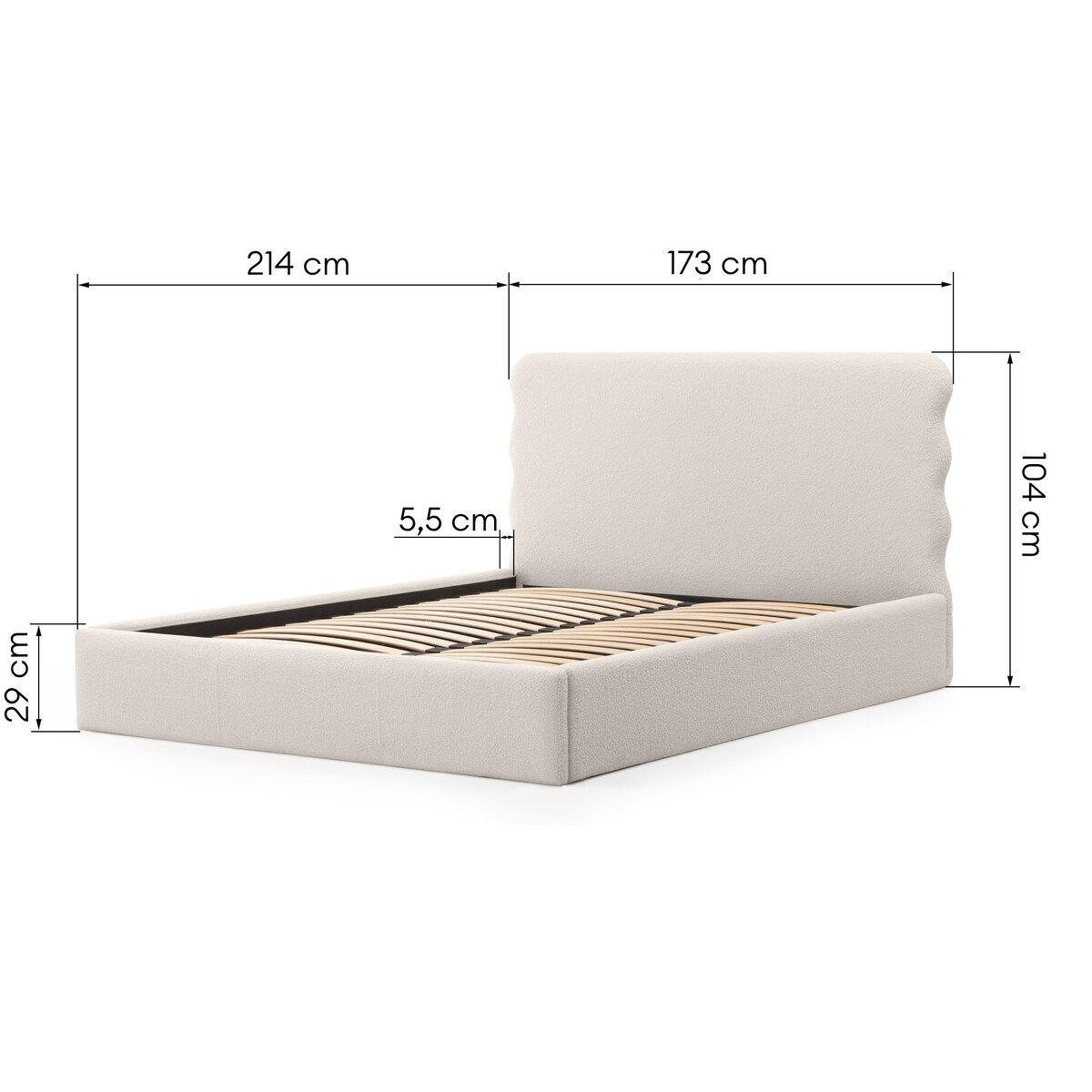 Łóżko tapicerowane 160x200 cm jasnobeżowe bouclé Bolga