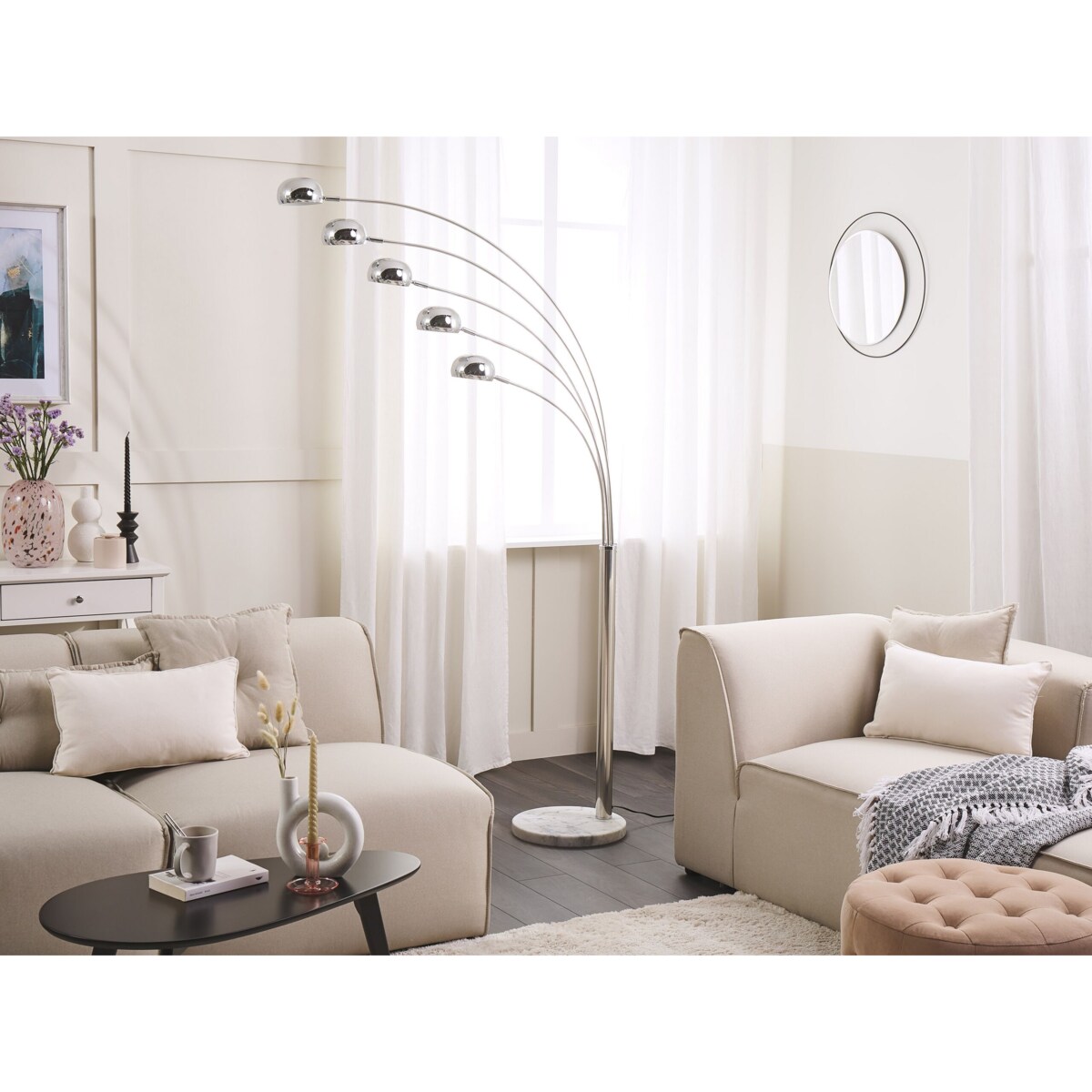 Lampa podłogowa regulowana metalowa srebrna FLINDERS