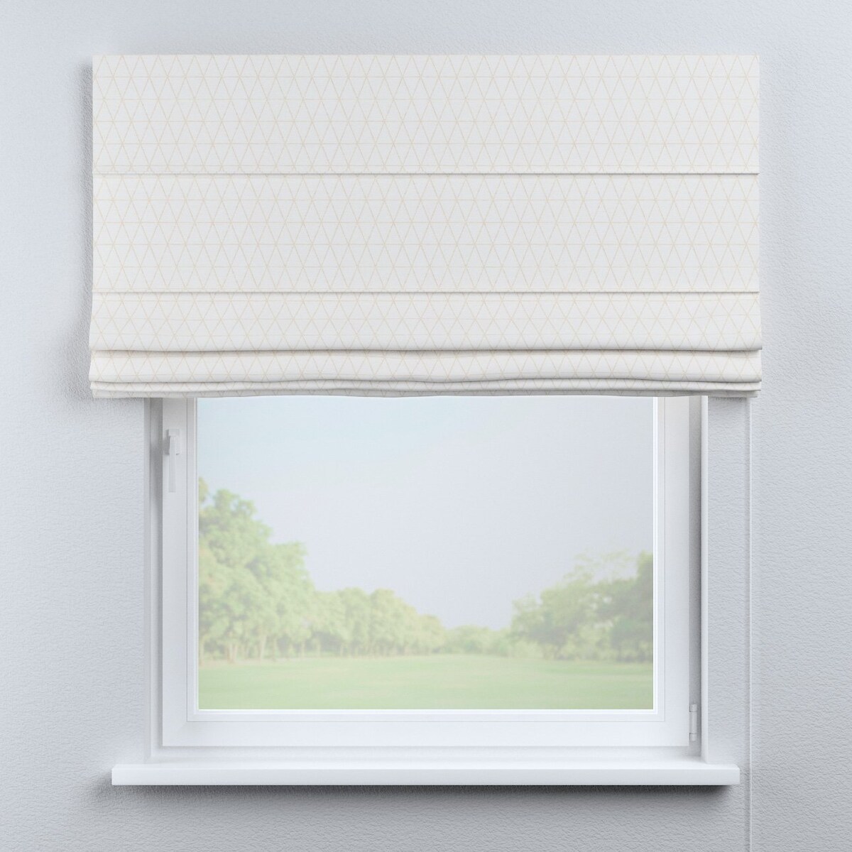 Roleta rzymska Capri, beżowe trójkąty na kremowo-białym tle, Sunny