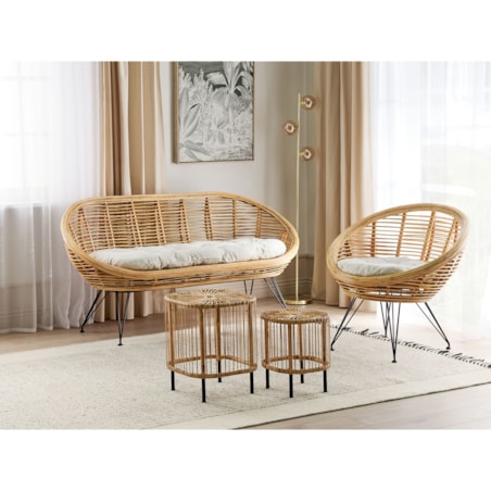 Zestaw ogrodowy ze stolikiem dla 3 osób MARATEA/CESENATICO Rattan Naturalny