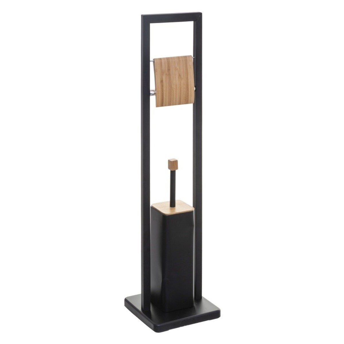 Szczotka toaletowa z uchwytem na papier toaletowy NATURELO, 2w1, kolor czarny