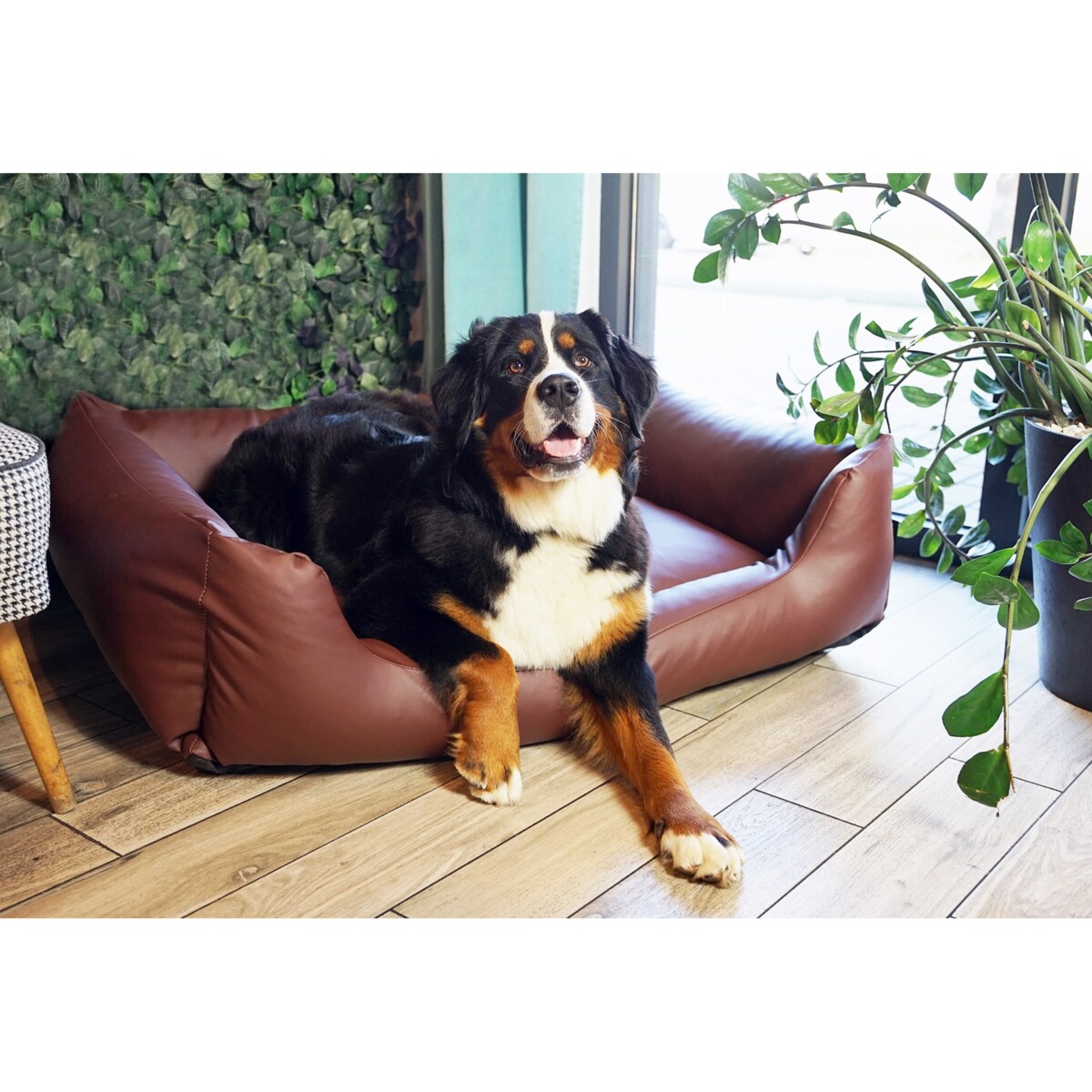 Legowisko dla psa z ekoskóry MARIO, 120x90 cm, Brąz