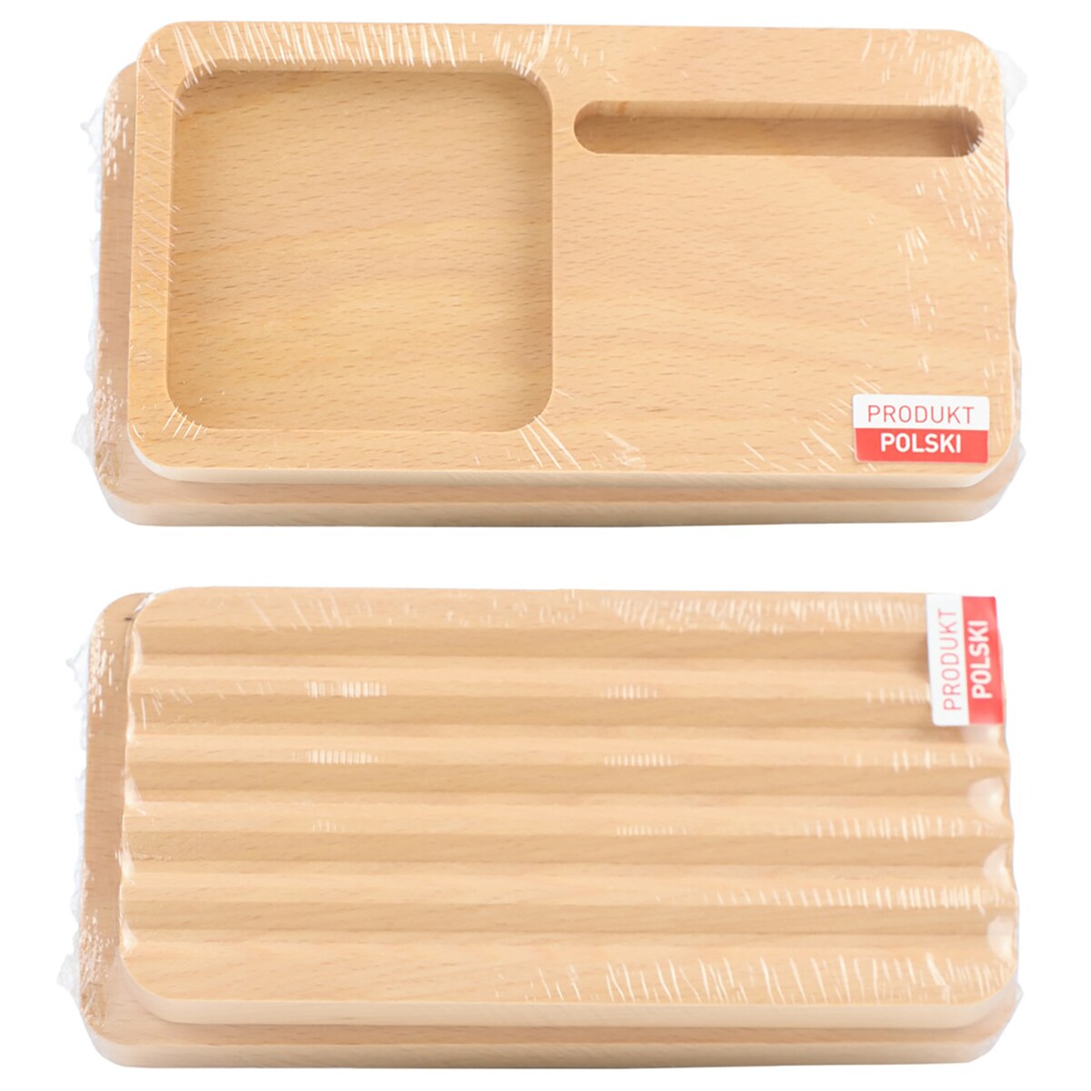 Stojak Na Telefon Organizer Drewniany Na Biurko 2W1 Naturalne Drewno