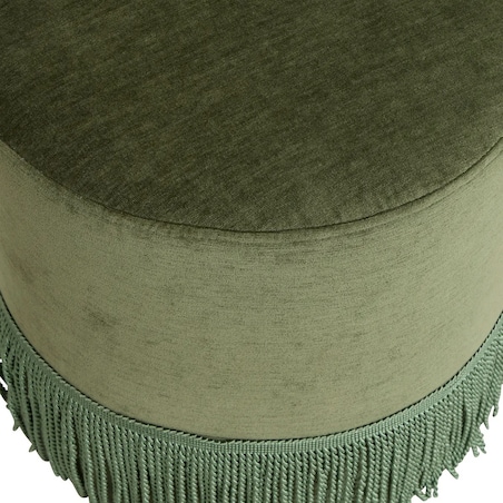 Pufa welurowa z frędzlami, butelkowa zieleń Alanya