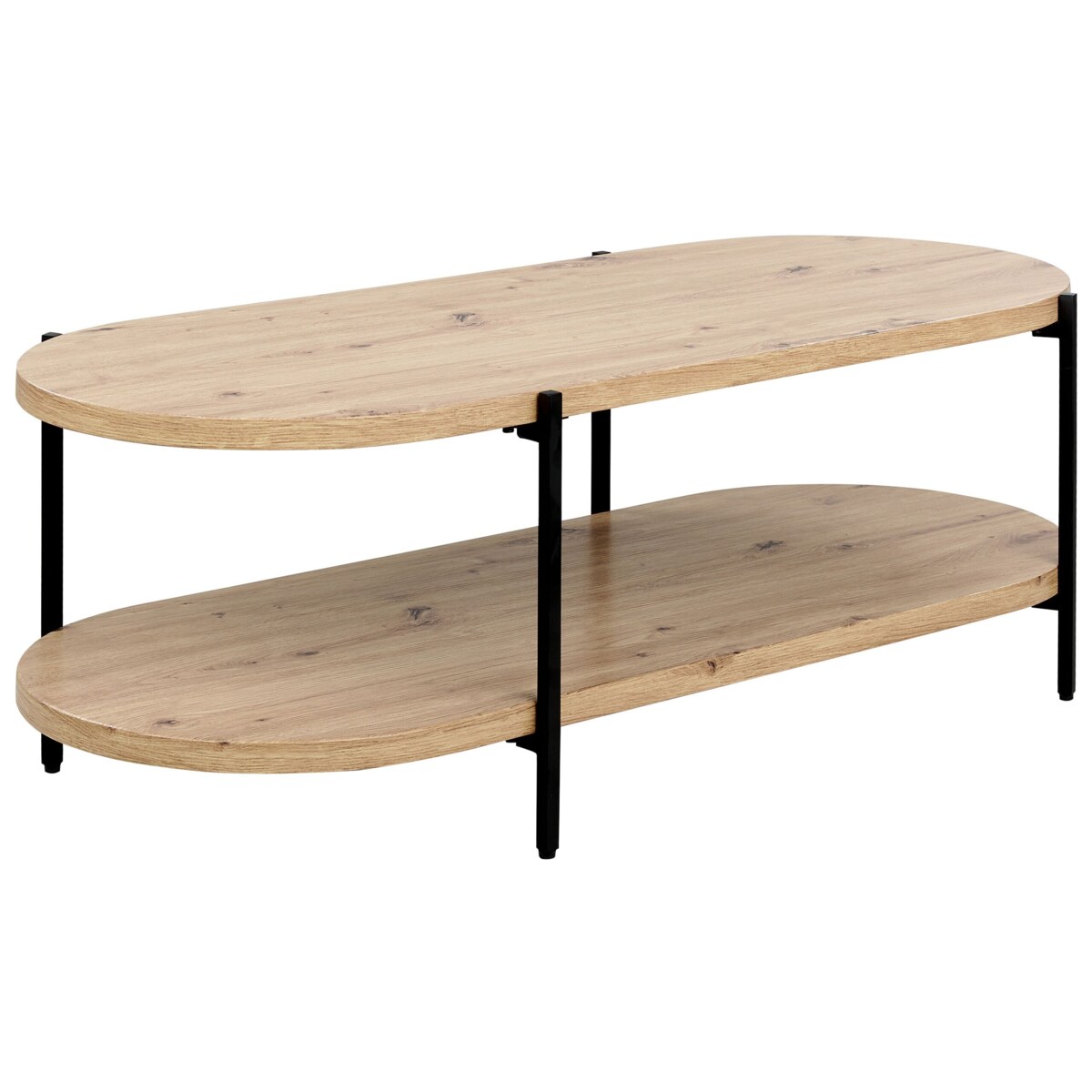 Stolik kawowy z półką jasne drewno BALINGER