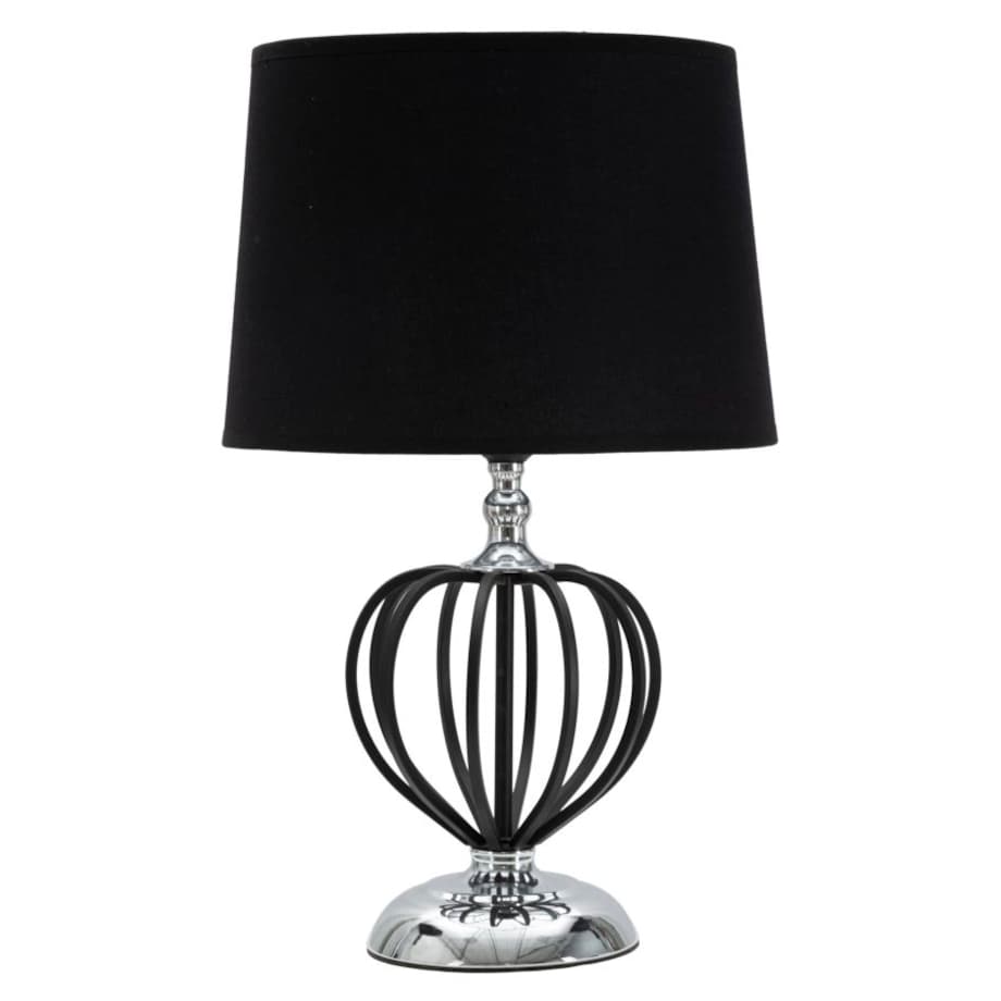 Lampa stołowa Darky, kolor czarny i srebrny, żelazo i PVC, 28 x 28 x 44,5 cm, 1 x E27, max. 40 W, styl glamour, do salonu i sypialni, Mauro Ferretti