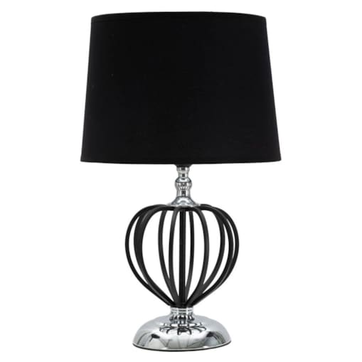 Lampa stołowa Darky, kolor czarny i srebrny, żelazo i PVC, 28 x 28 x 44,5 cm, 1 x E27, max. 40 W, styl glamour, do salonu i sypialni, Mauro Ferretti