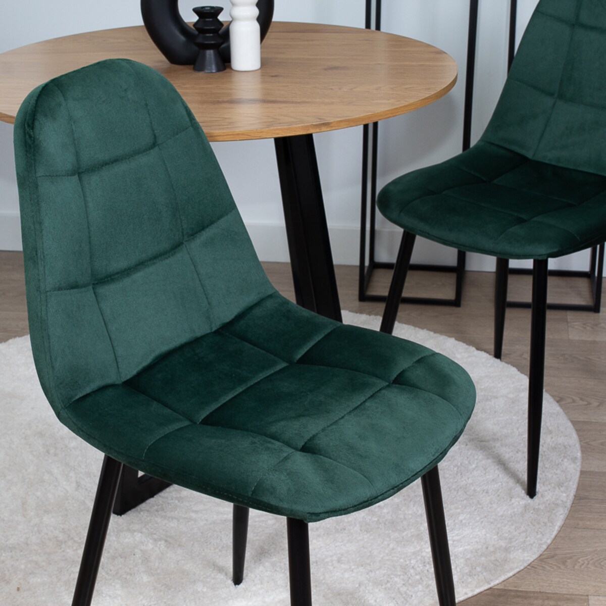 Krzesło tapicerowane do salonu jadalni welurowe pikowane nowoczesne