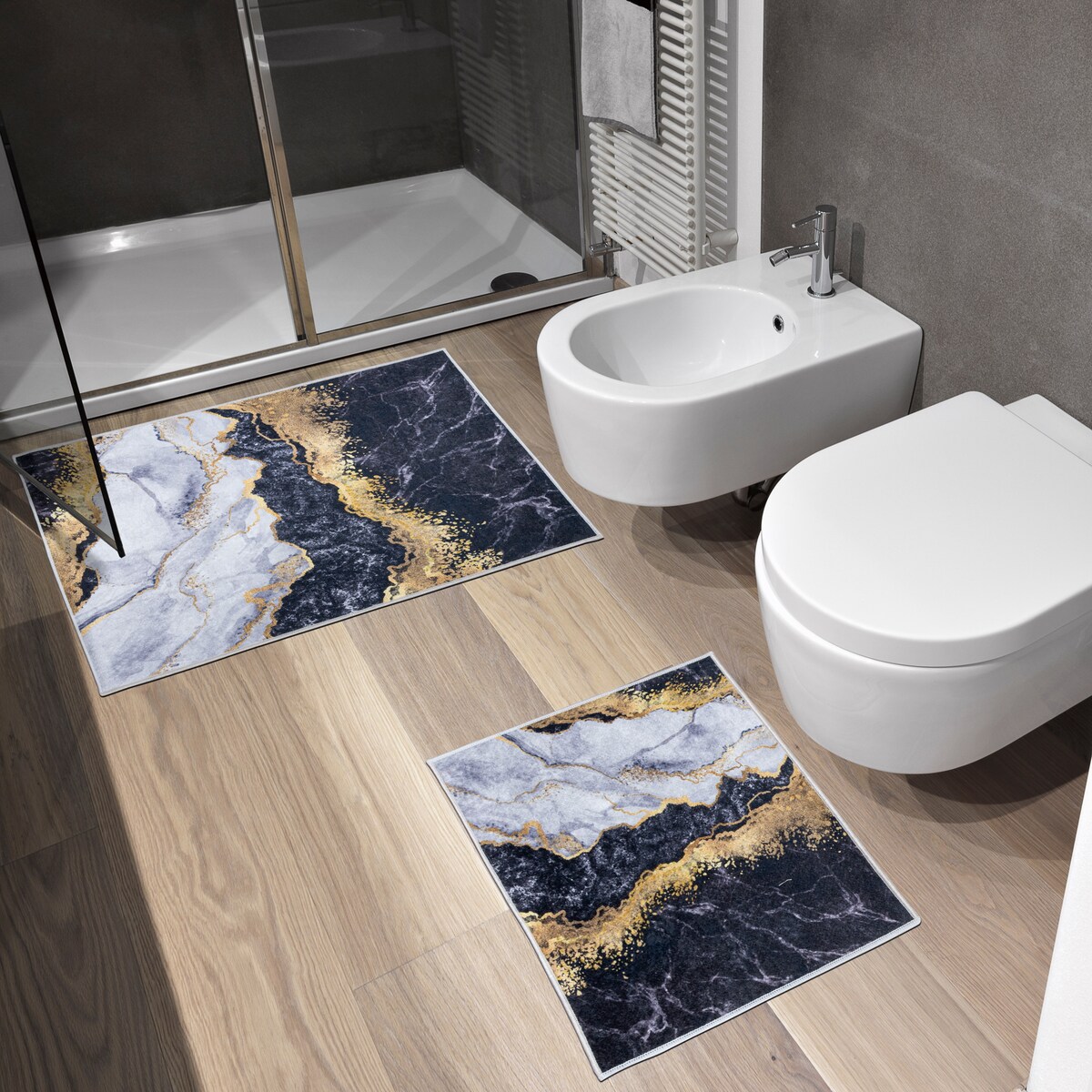 Zestaw Dywaniki łazienkowe Kilian Glamour komplet 50x40 cm, 50x80 cm marmur wielokolorowy