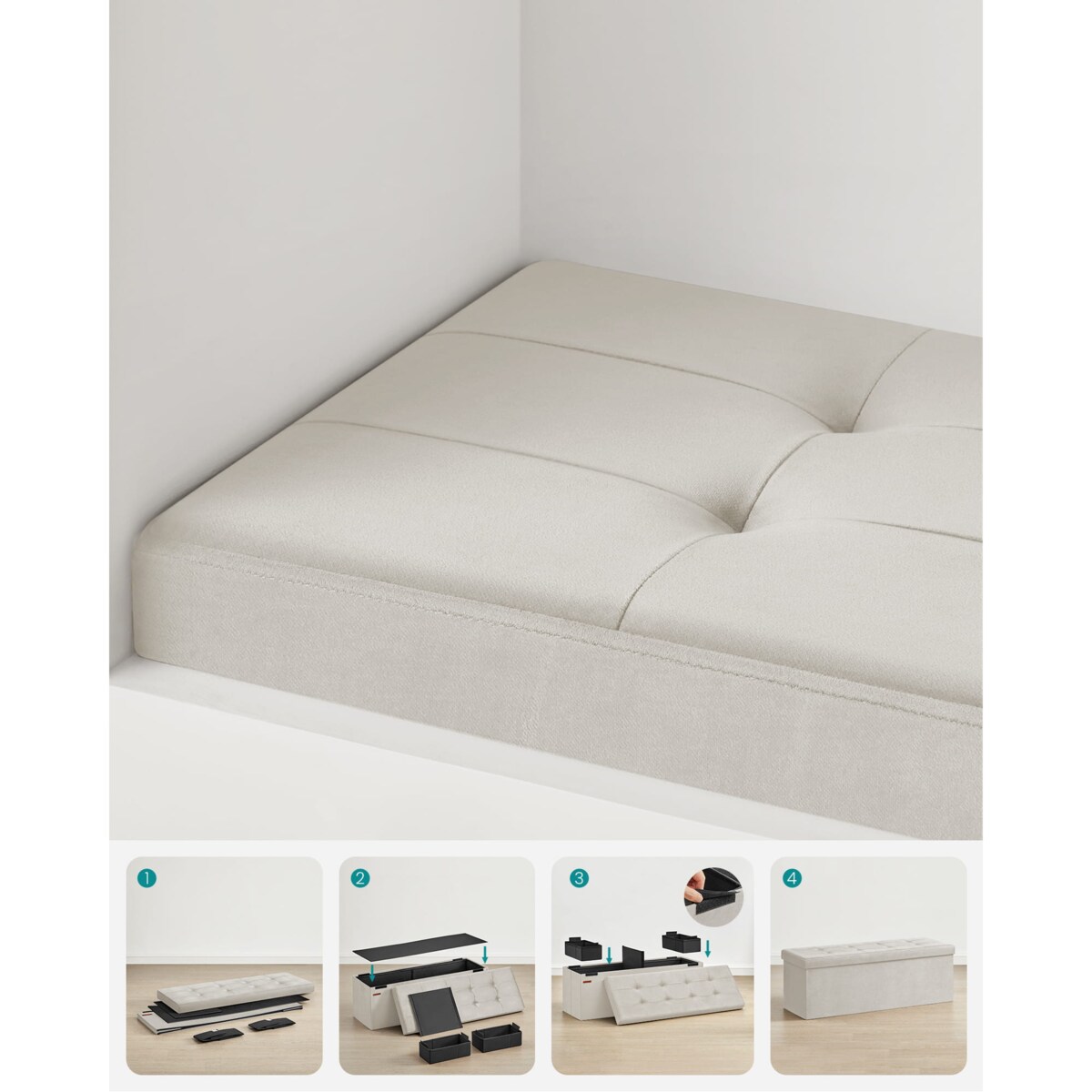 Pufa 110X38X38 Cm Kremowa Biel
