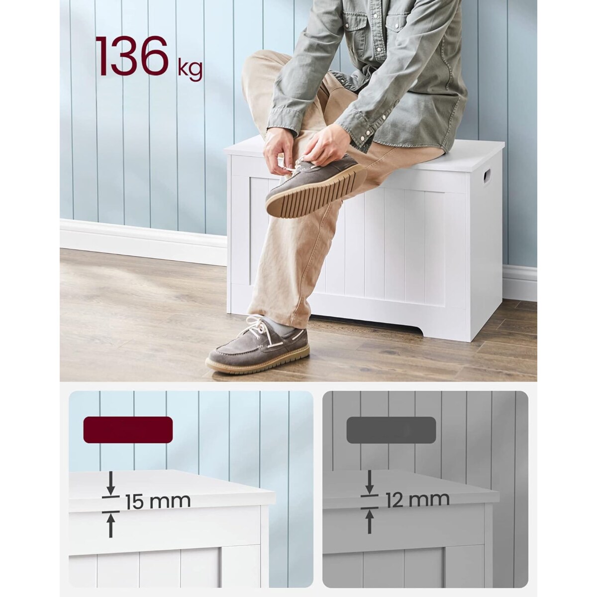 Skrzynia Z Siedziskiem 76X40X48 Cm Biały