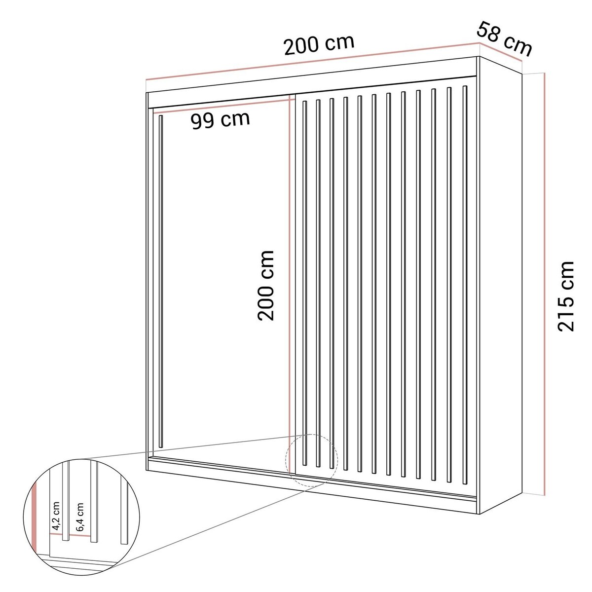 Szafa przesuwna AURIS 200cm, biała