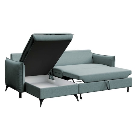 Brim Sofa narożna lewa z funkcją spania i pojemnikiem lewa jasnoniebieska