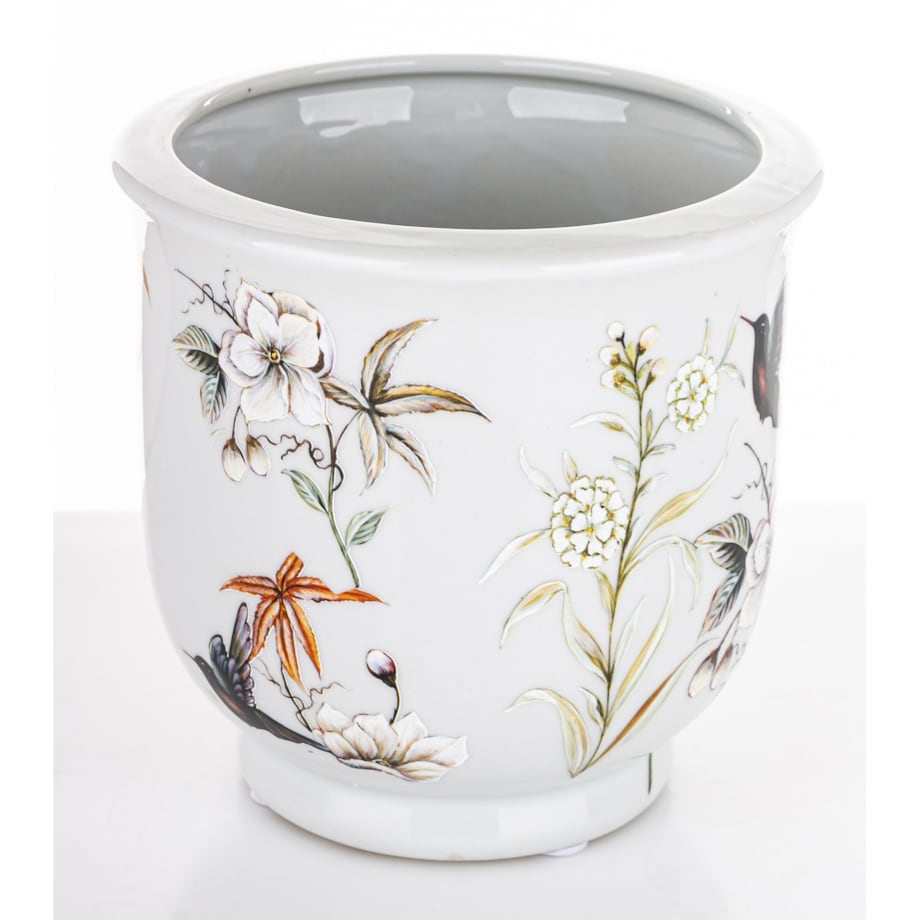 Osłonka ceramiczna w kwiaty FIORI E UCCELLI