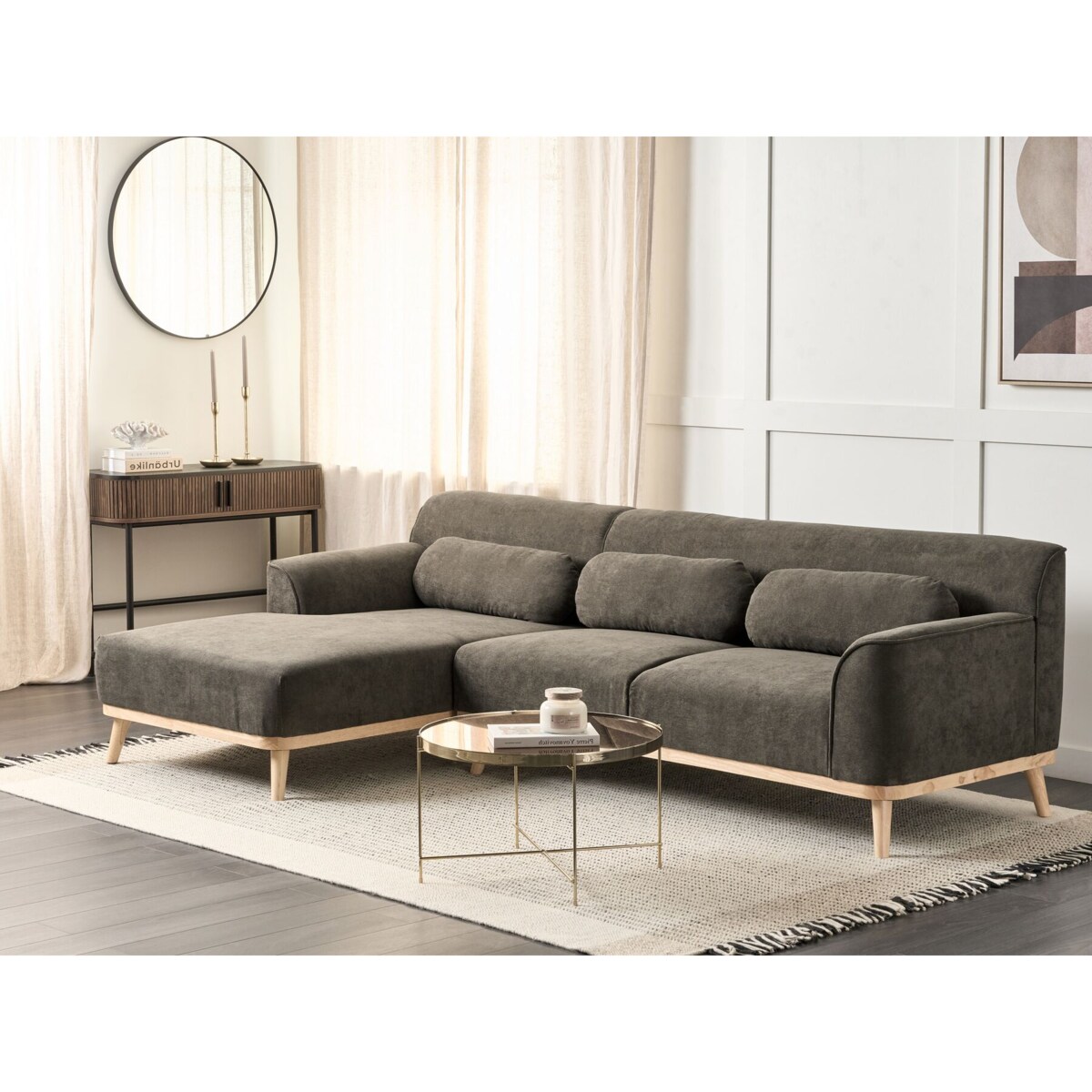 Narożnik sztruksowy prawostronny ciemnozielony SIMOS