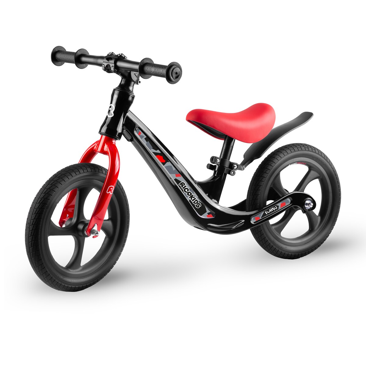 Rowerek biegowy dla dzieci magnesium Ricokids czarno-czerwony Funnu 760501